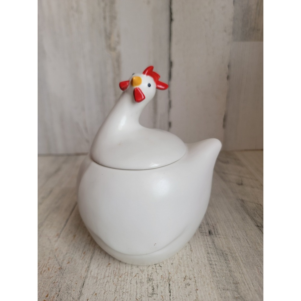 Dept 56 French hen chicken sugar jar bowl rooster farm kitchen home‎ decor